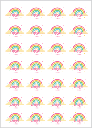 Cartela de Adesivo - Tema Arco Iris  A3 - 28x40    12 artes por folha